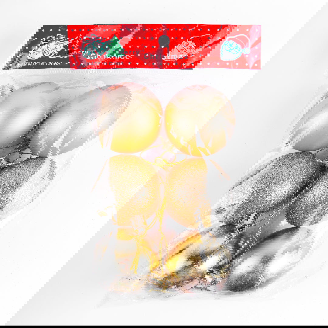 Golden & Red Hanging Ball 6 Pcs for Christmas Party Decor - ardor