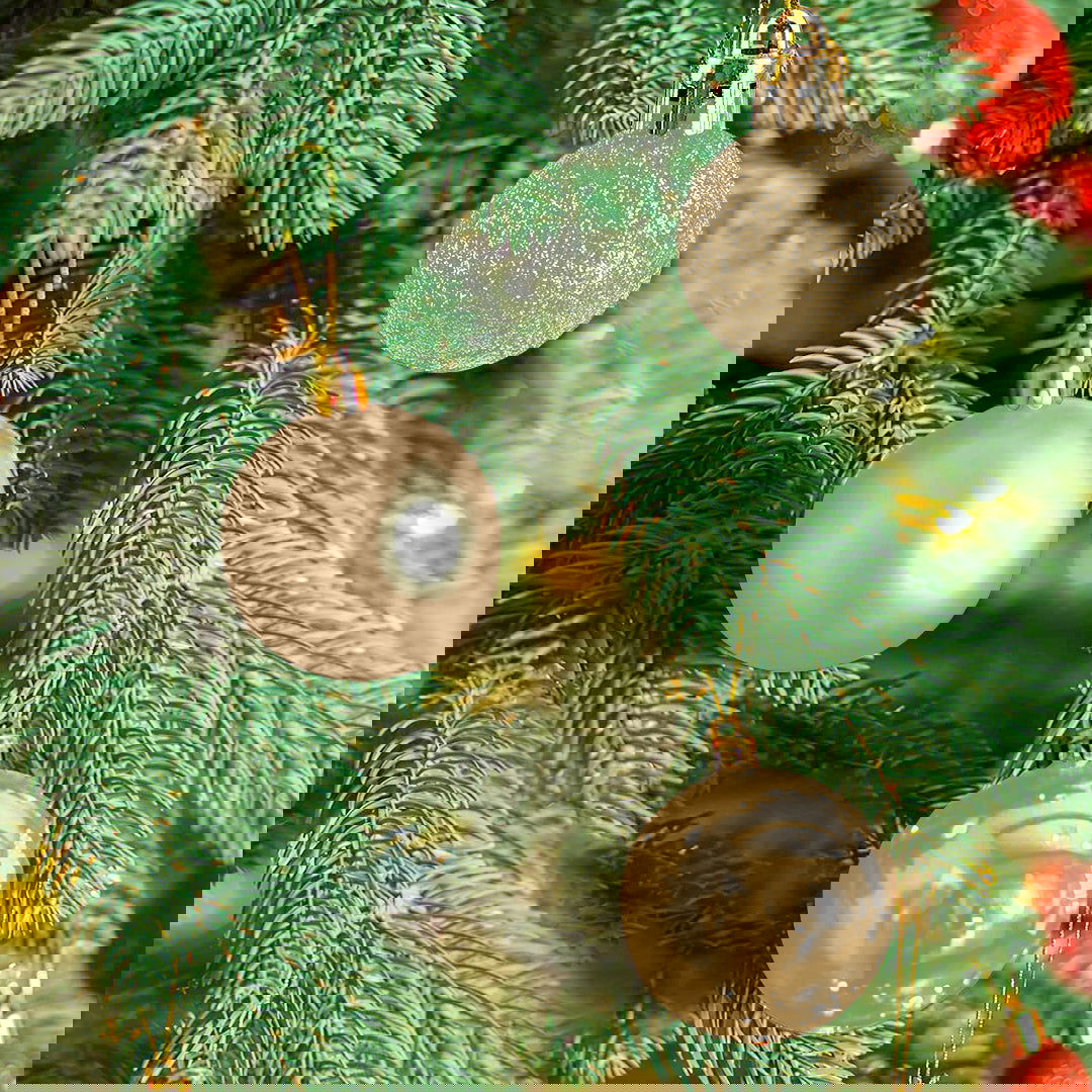 Golden & Red Hanging Ball 6 Pcs for Christmas Party Decor - ardor