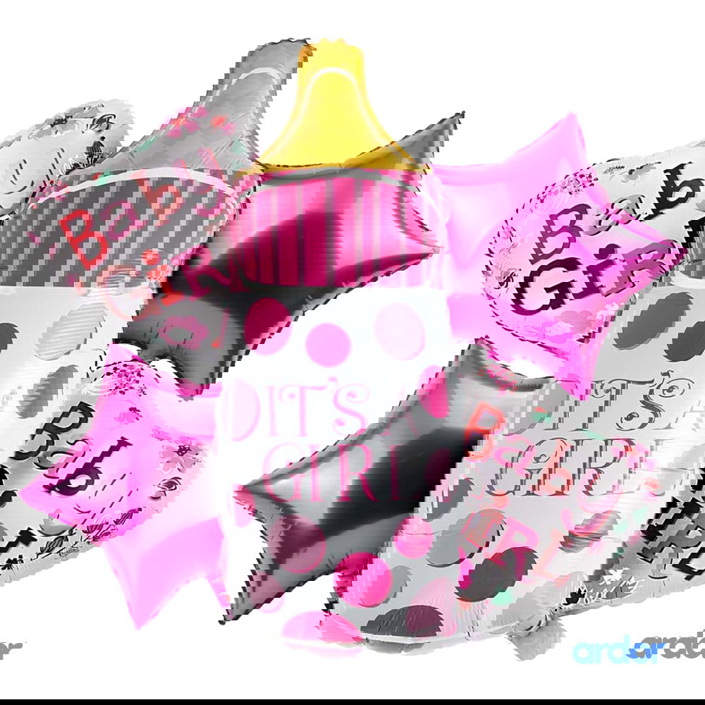 Its a Girl 5 Pcs Feeder Foil balloons Set - ardor