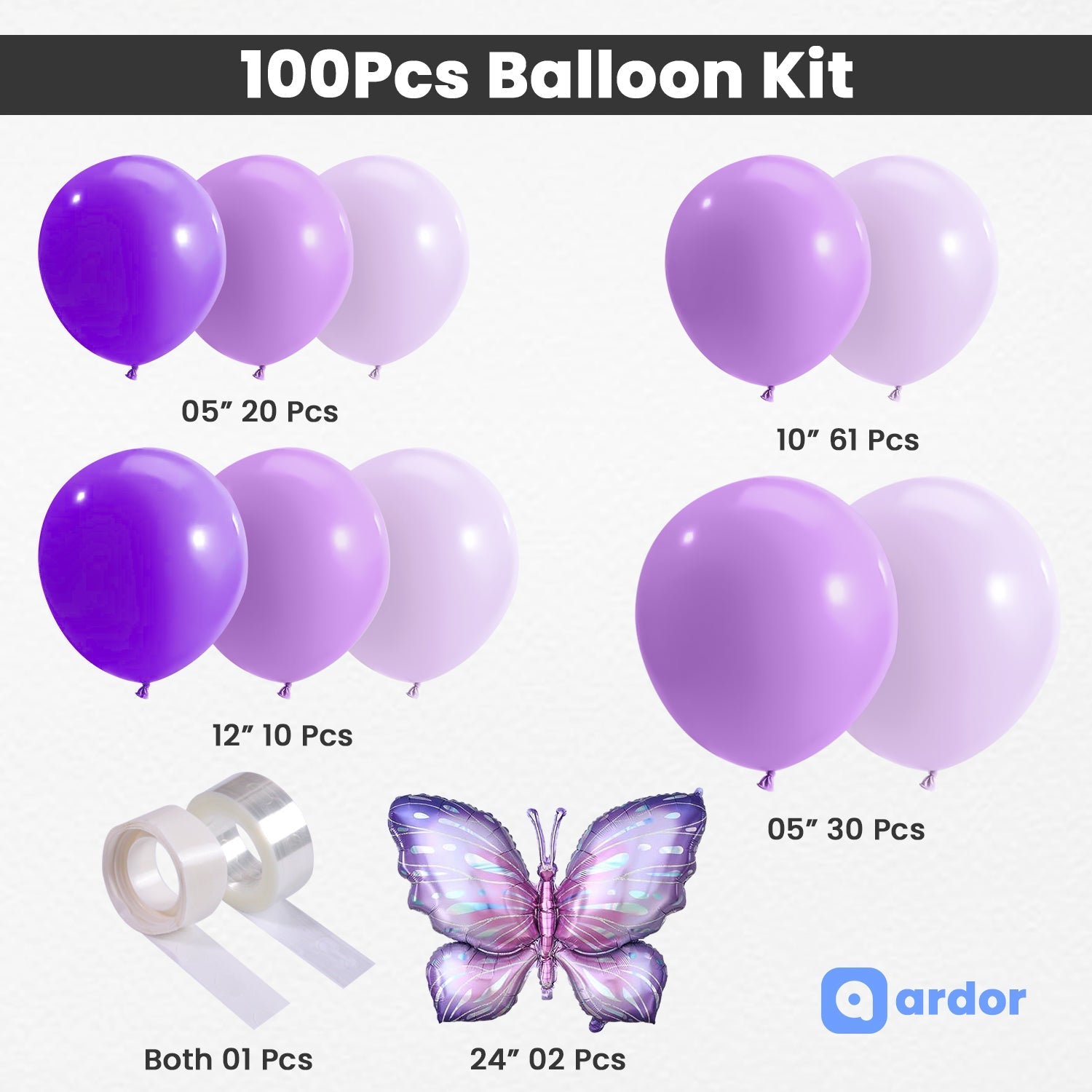 Pack of 100 | Butterfly Theme Kit | Birthday Party Decor - ardor