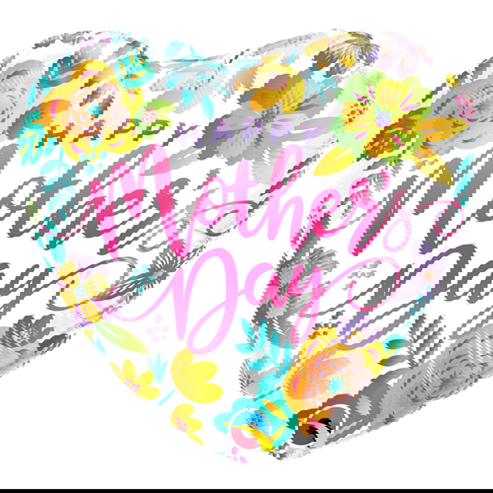 Qualatex Happy Mother's Day Heart Foil Balloons - ardor