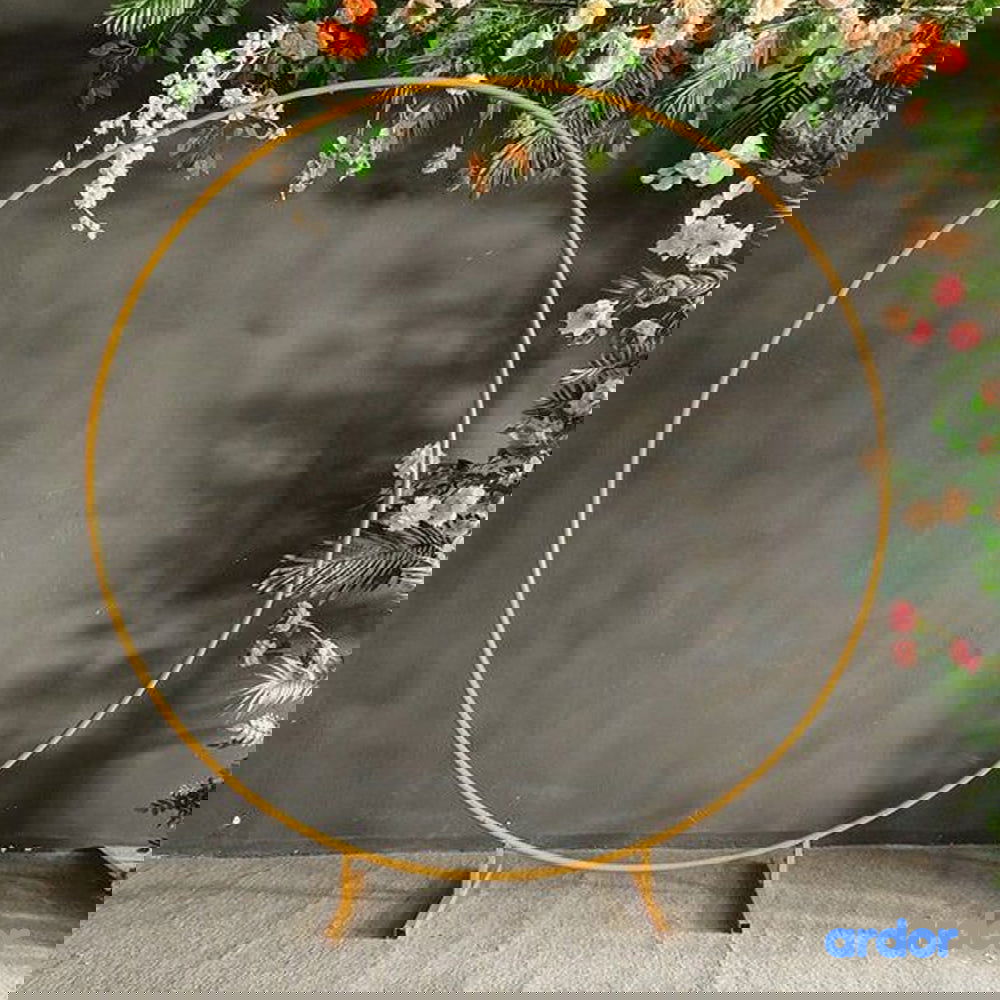 Round Golden Metal Balloon Arch Backdrop - ardor