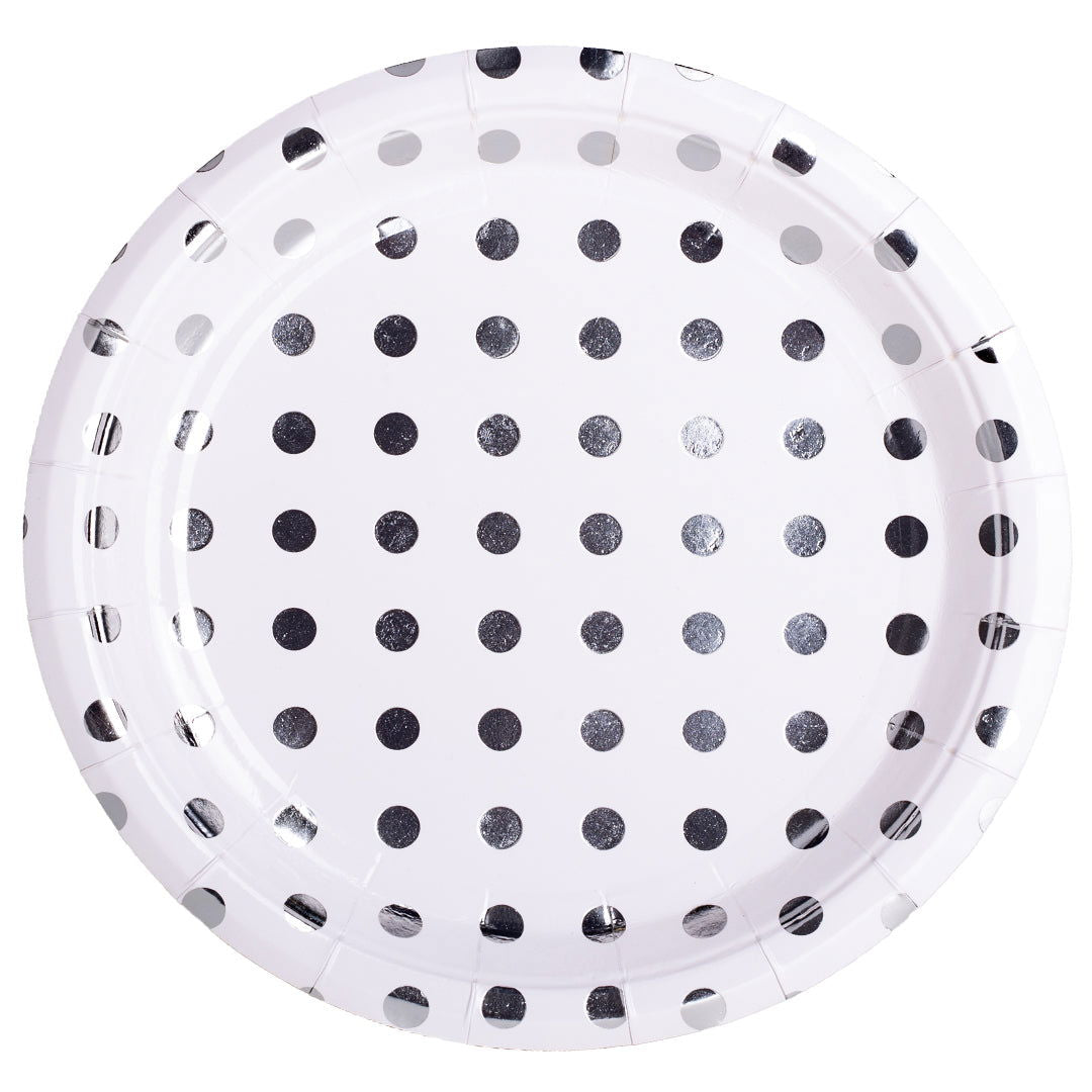 Silver Polka Dot Paper Plates - ardor