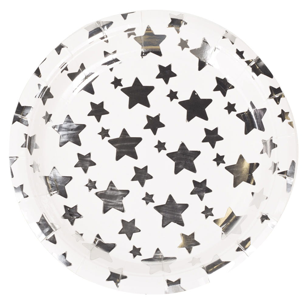 Silver Star Polka Dot Paper Plates - ardor