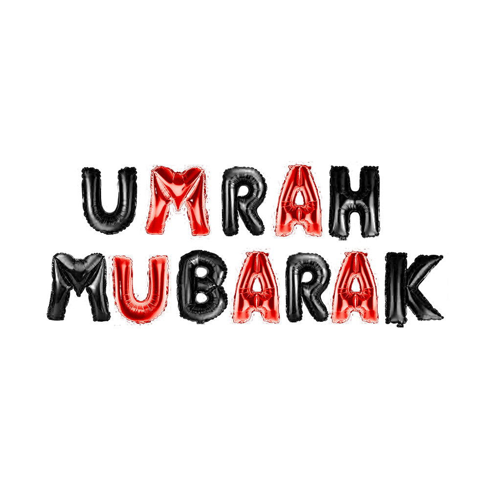 Umrah Mubarak Foil Balloon Red and Black Color - ardor