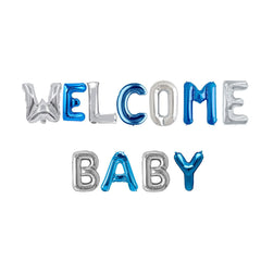 Welcome Baby Foil Balloons (Blue & Silver) - ardor
