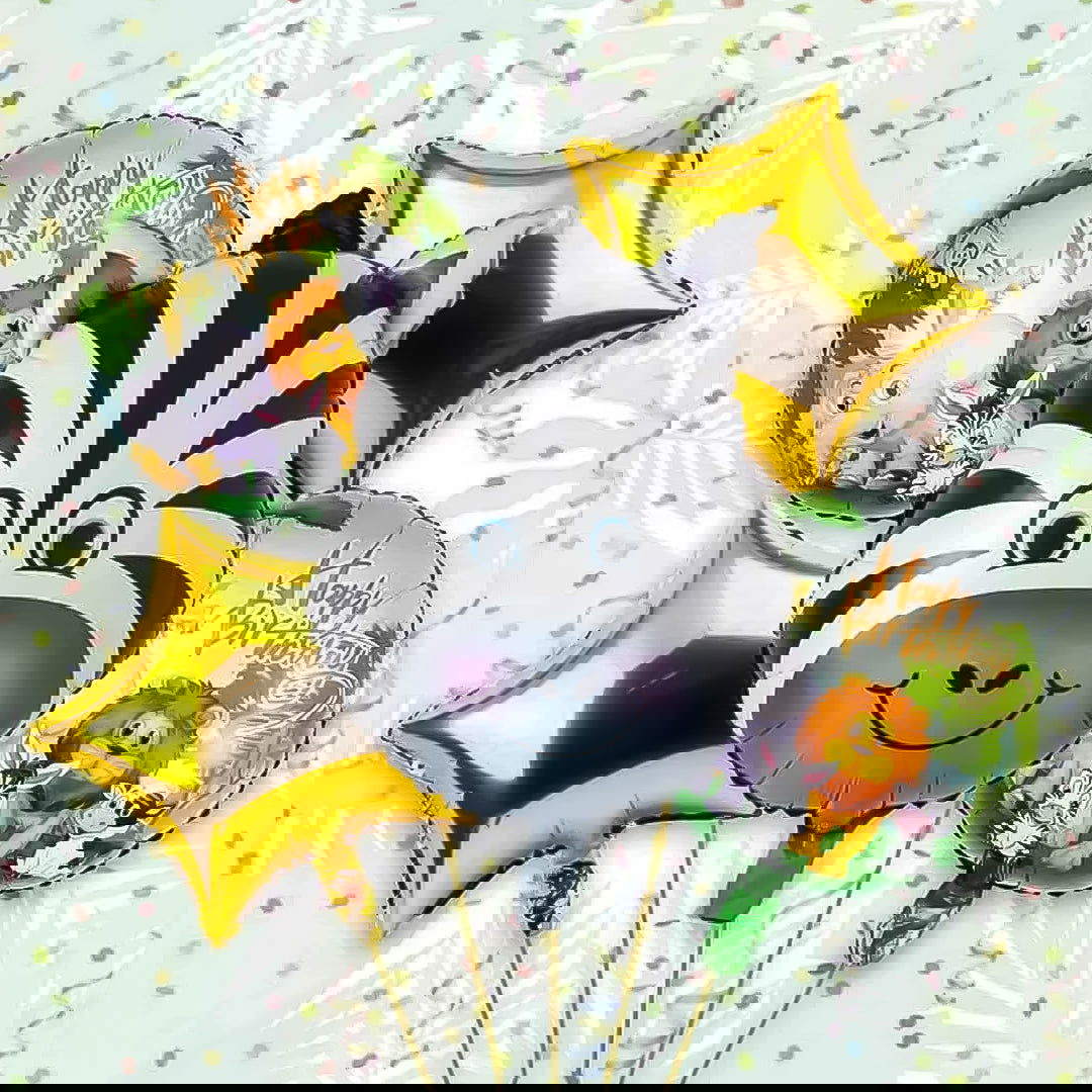 Zebra Foil Balloons 5 Pcs Set