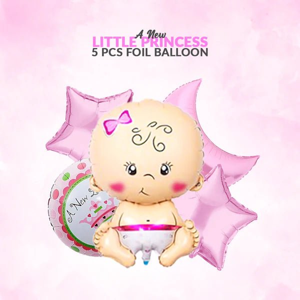 A New Little Princess – 5 Pcs Foil Balloon Set (It’s a Girl) - aliakbardecoration