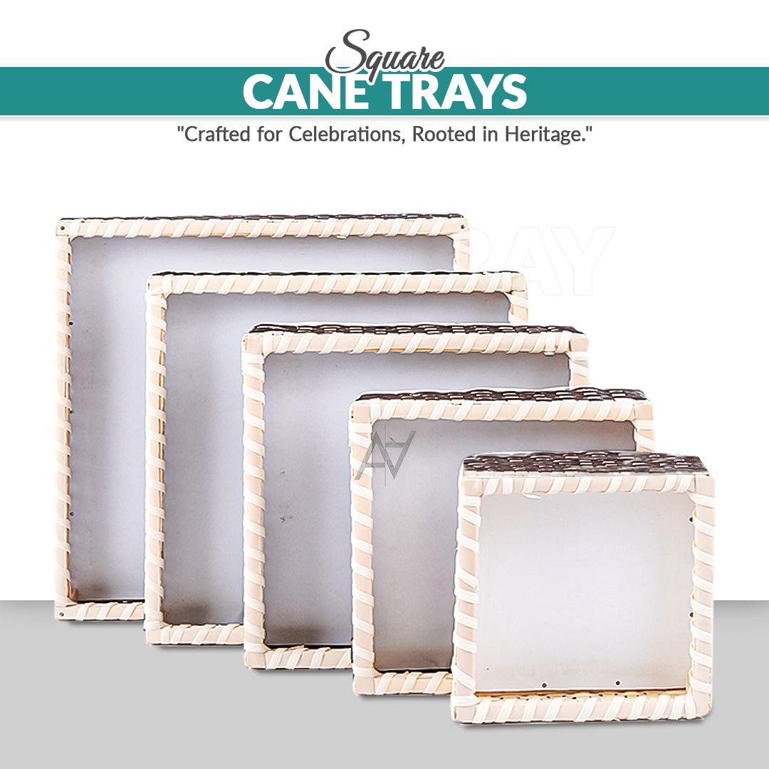 Brown & White Square Cane Basket for Home or Gifting - aliakbardecoration