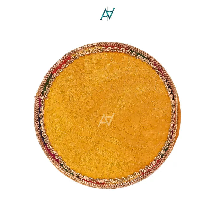 Round Jamawar Tray for Wedding & Festive Gifts