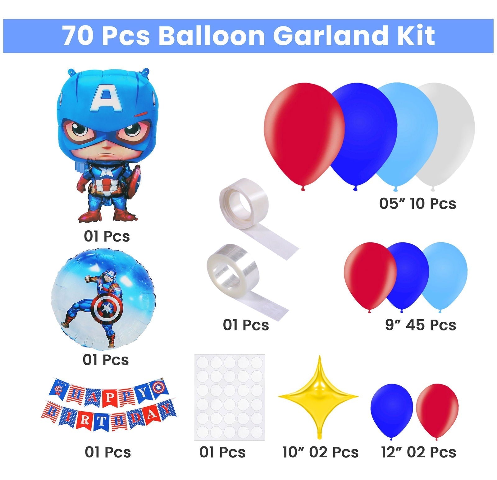 Captain America Theme Balloon Kit - aliakbardecoration