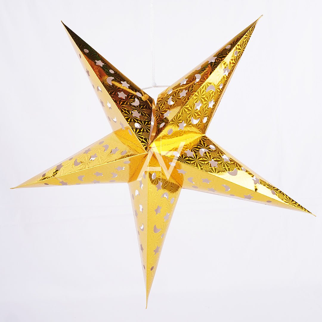 Christmas 5 - Point Hanging Star – Red / Gold / White - aliakbardecoration