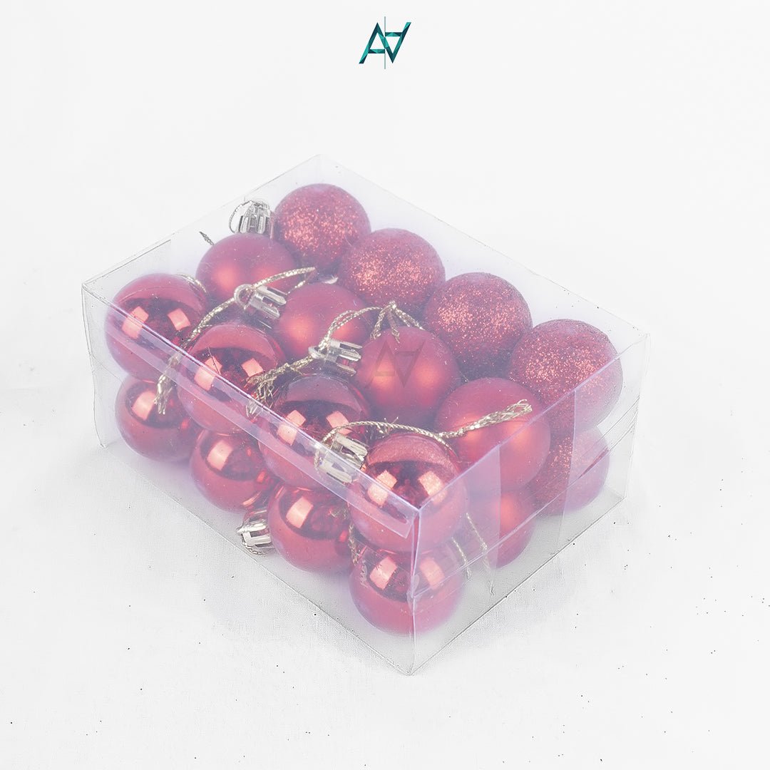 Christmas Hanging Balls – Set of 24 (Red / Silver / Blue) - aliakbardecoration