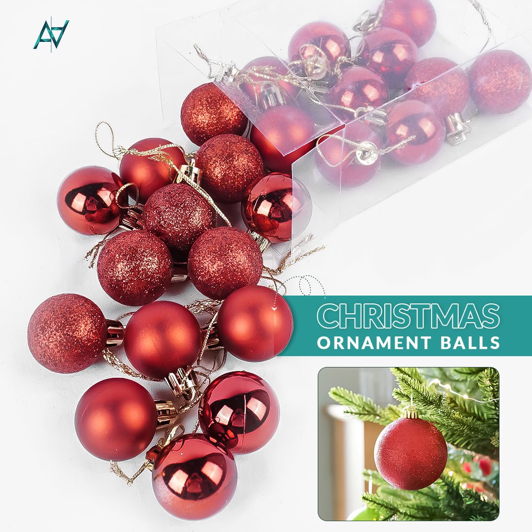 Christmas Hanging Balls – Set of 24 (Red / Silver / Blue) - aliakbardecoration