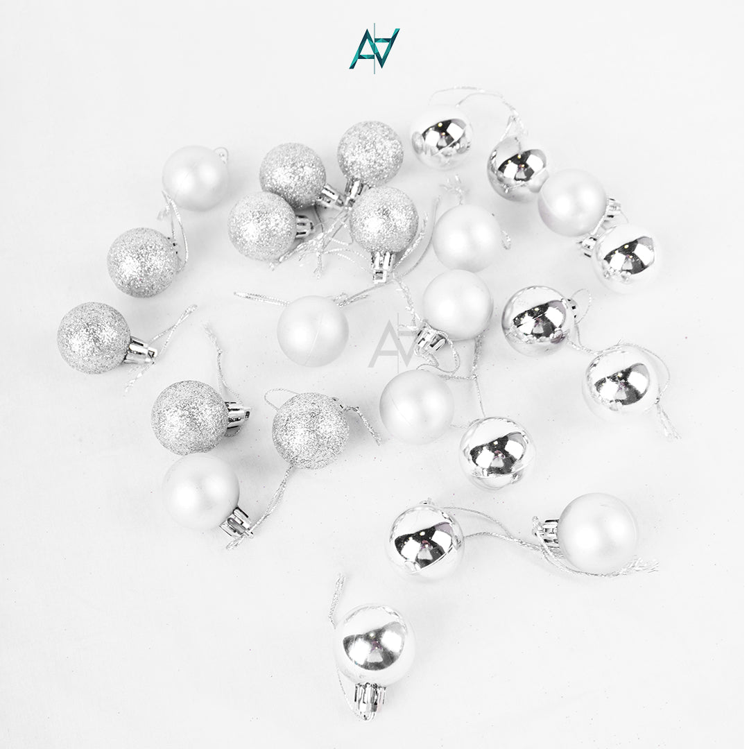 Christmas Hanging Balls – Set of 24 (Red / Silver / Blue) - aliakbardecoration