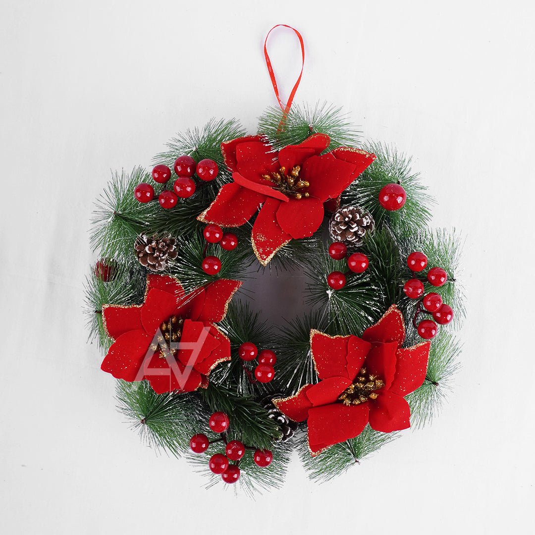 Christmas Poinsettia Wreath - aliakbardecoration