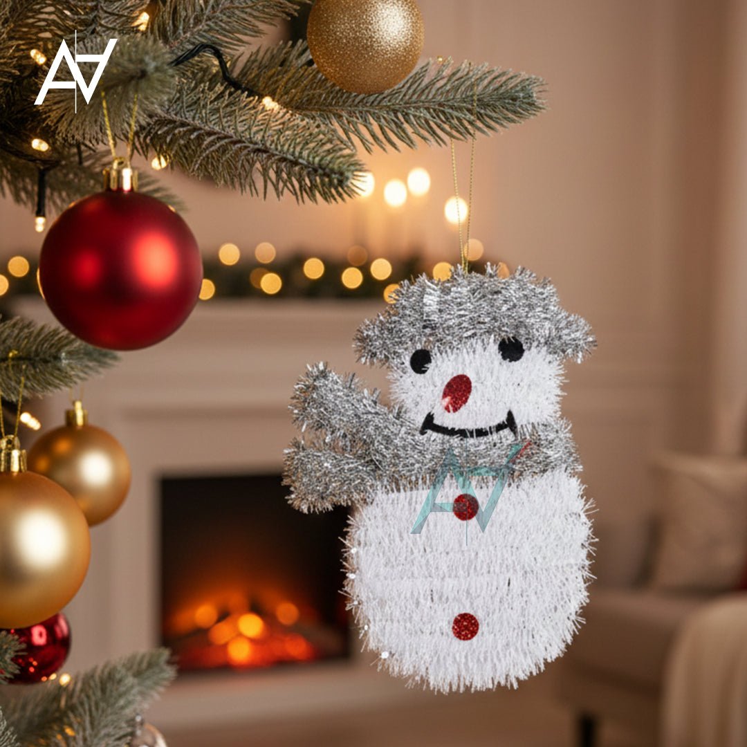 Christmas Tinsel Snowman Hanging Decoration - aliakbardecoration