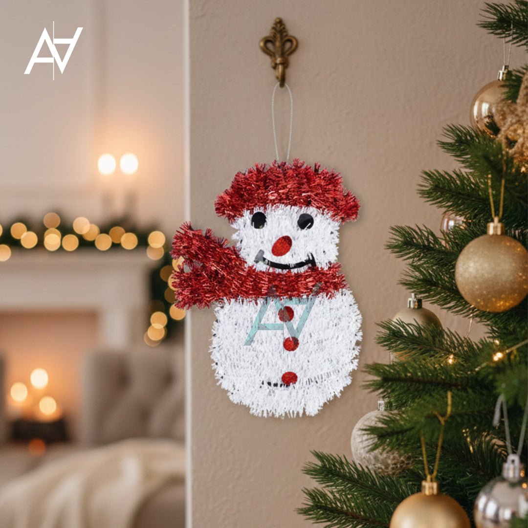 Christmas Tinsel Snowman Hanging Decoration - aliakbardecoration