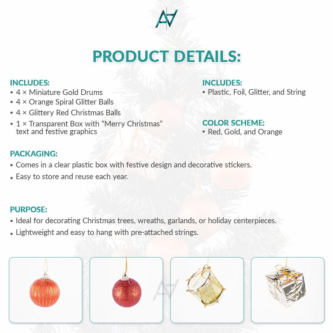 Christmas Tree Decoration Ornament Set – 16 Pcs - aliakbardecoration