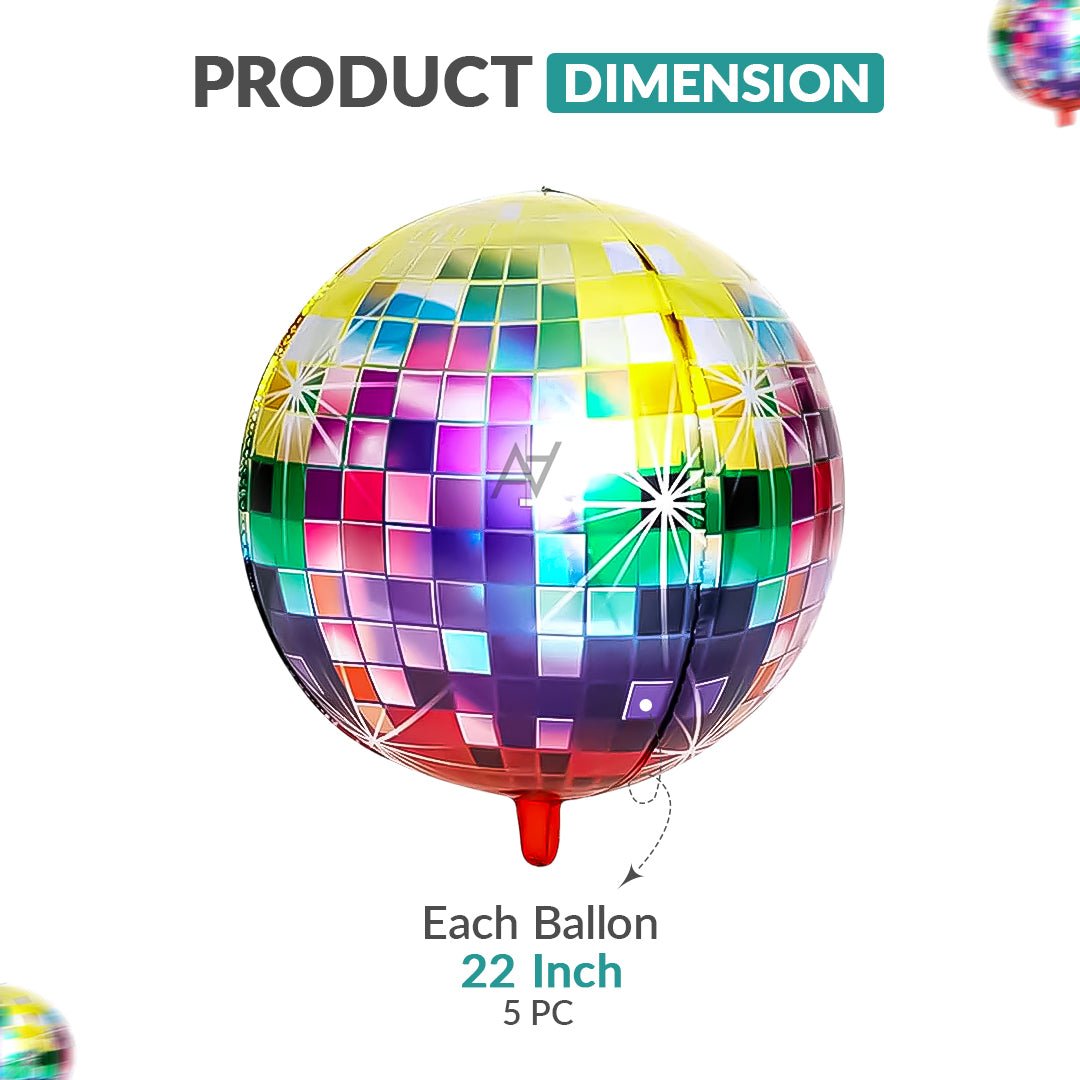 Disco ObsZ Foil Balloon Set (5 Pcs) – Shiny Party Balloons - aliakbardecoration