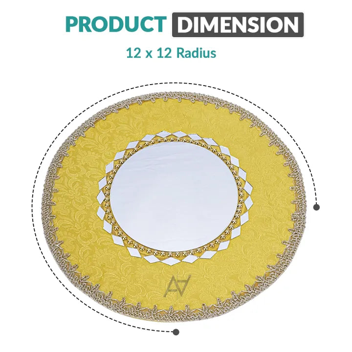 Fancy Round Shaped Jamawar Fabric Decorated Tray For Maiyun, Mehndi, Shadi, Nikkah, Dholki, Decoration