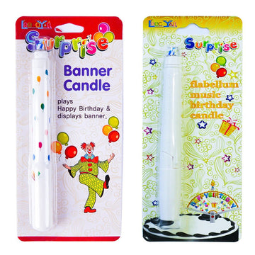 Fan Surprise Banner Candle – Fun Birthday Cake Decoration with Spinning Banner for Kids’ Parties - aliakbardecoration