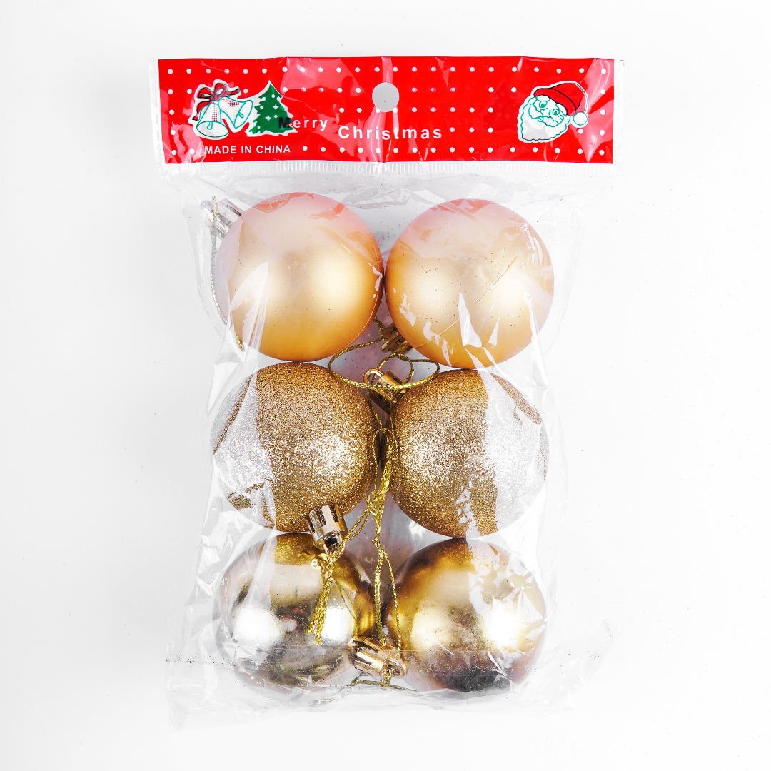 Golden & Red Hanging Ball 6 Pcs for Christmas Party Decor - aliakbardecoration