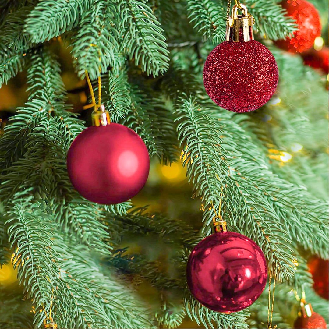 Golden & Red Hanging Ball 6 Pcs for Christmas Party Decor - aliakbardecoration