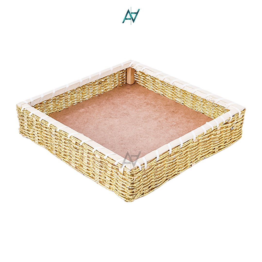 Golden Square Jute Storage Basket for Home or Gifting - aliakbardecoration