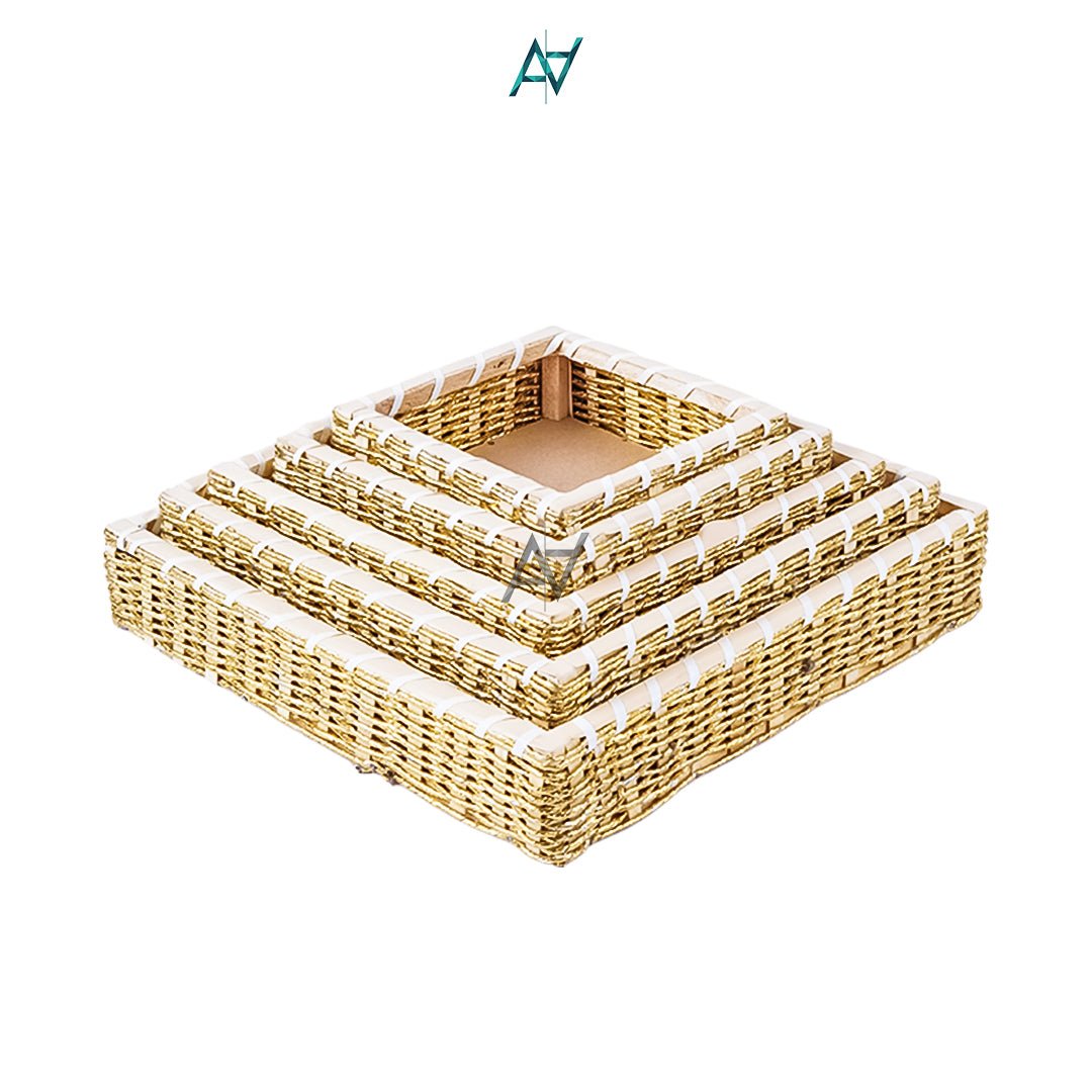 Golden Square Jute Storage Basket for Home or Gifting - aliakbardecoration