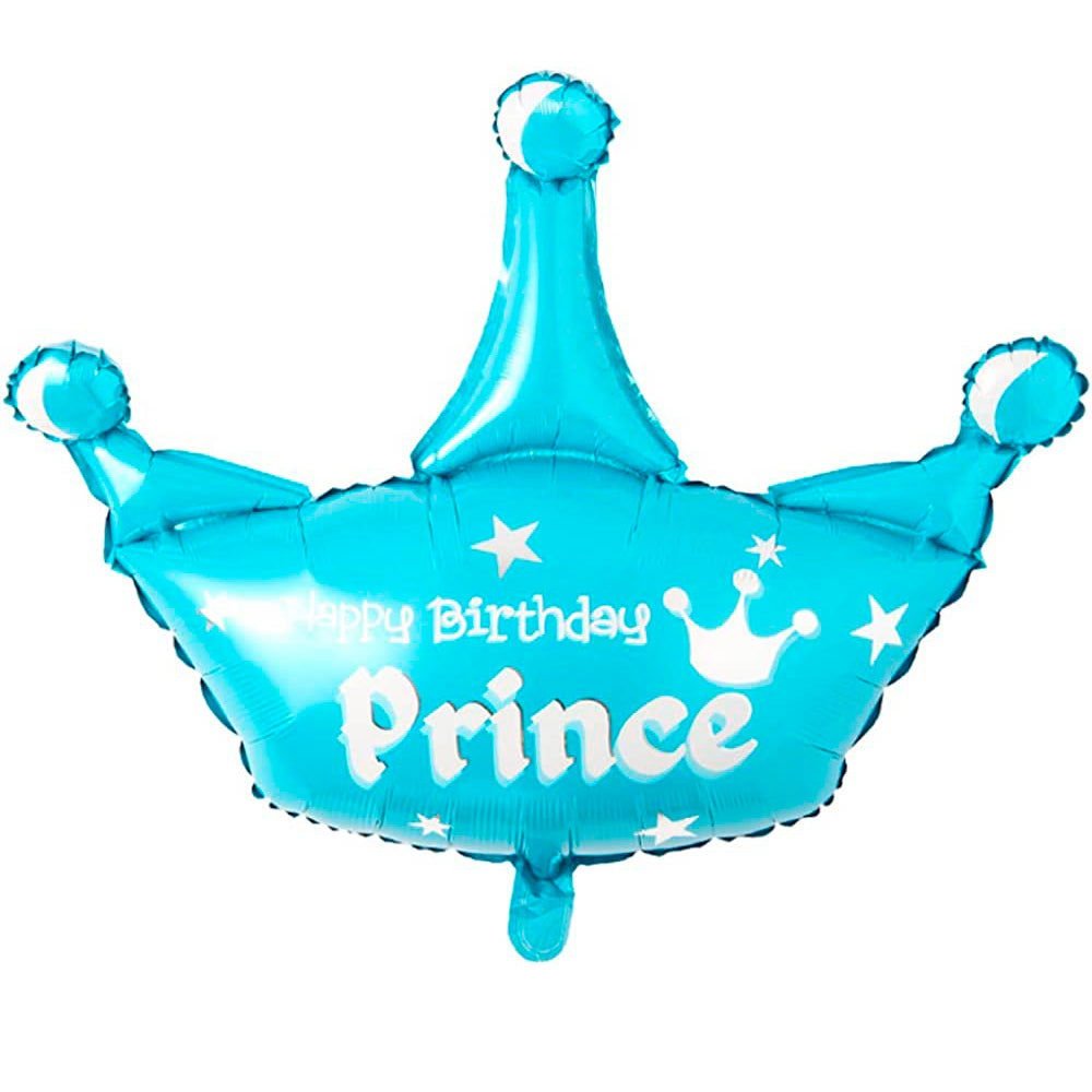 Happy Birthday Prince Crown Foil Balloons - aliakbardecoration