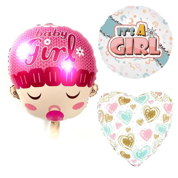 It’s a Girl – Baby Face 5 - Piece Foil Balloon Set - aliakbardecoration