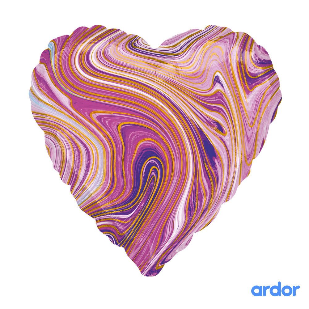 Marble Print Heart Foil Balloon – 18 Inches - aliakbardecoration