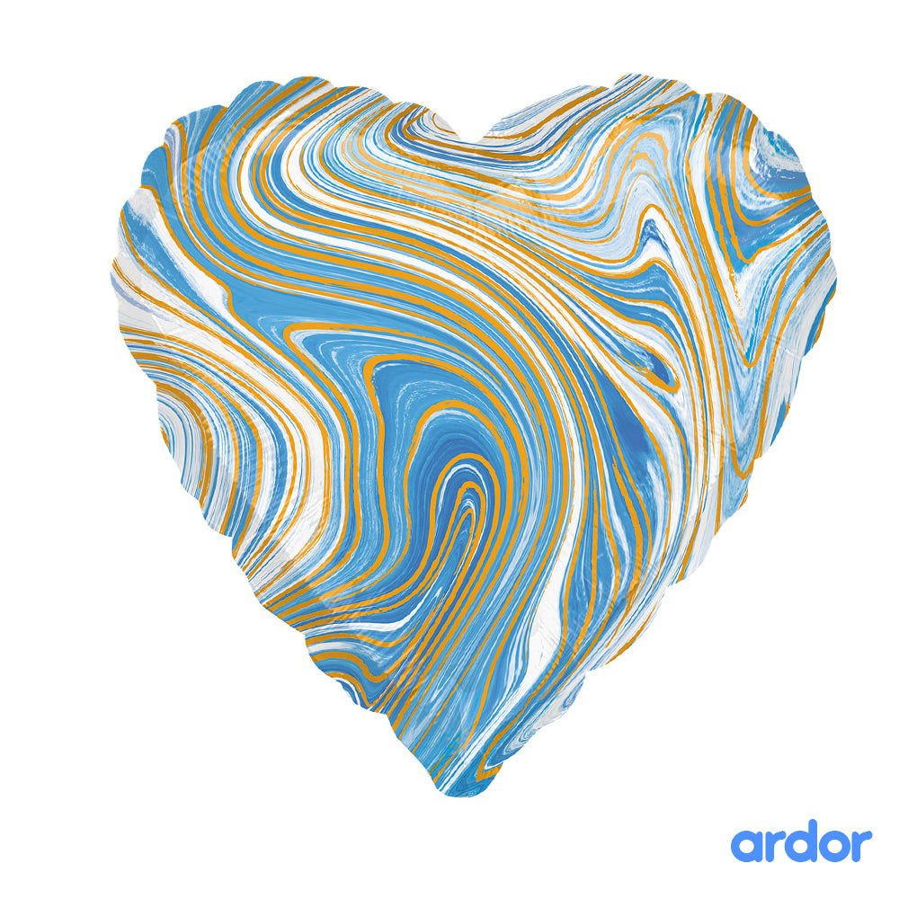 Marble Print Heart Foil Balloon – 18 Inches - aliakbardecoration