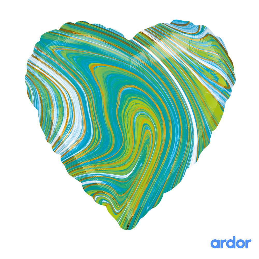 Marble Print Heart Foil Balloon – 18 Inches - aliakbardecoration