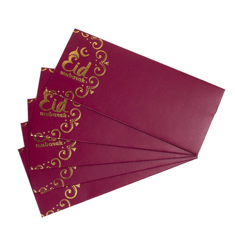 Maroon Eid Mubarak Envelopes - aliakbardecoration