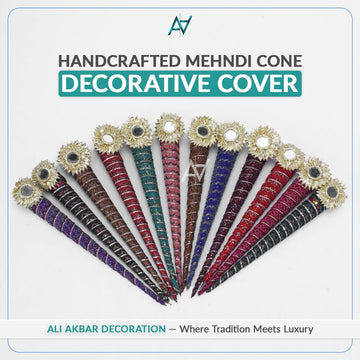 Mehndi Cone Cover with Mehndi – Decorative Henna Cone for Weddings & Events - aliakbardecoration