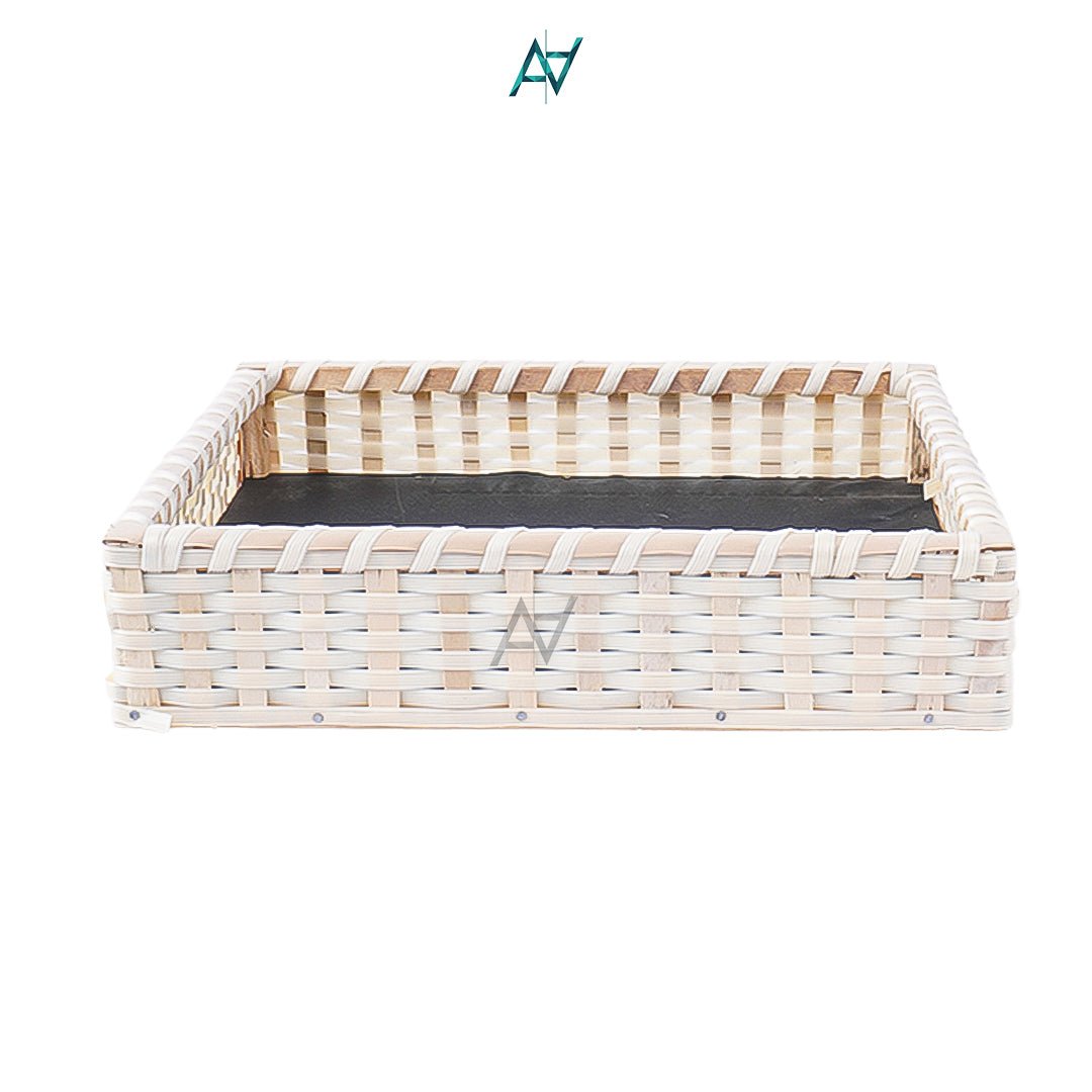 Off White Square Cane Basket for Home or Gifting - aliakbardecoration