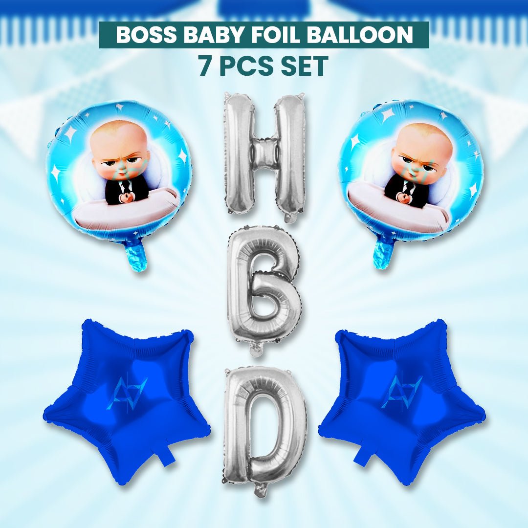 Pack of 10 - Boss Baby Foil Balloons - 7 pcs Set - Ali Akbar decoration - aliakbardecoration