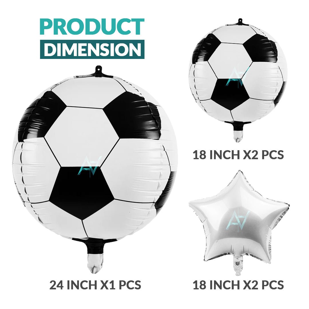 Pack of 10 - Football Foil Balloon - 5 Pcs Set - Ali Akbar decoration - aliakbardecoration