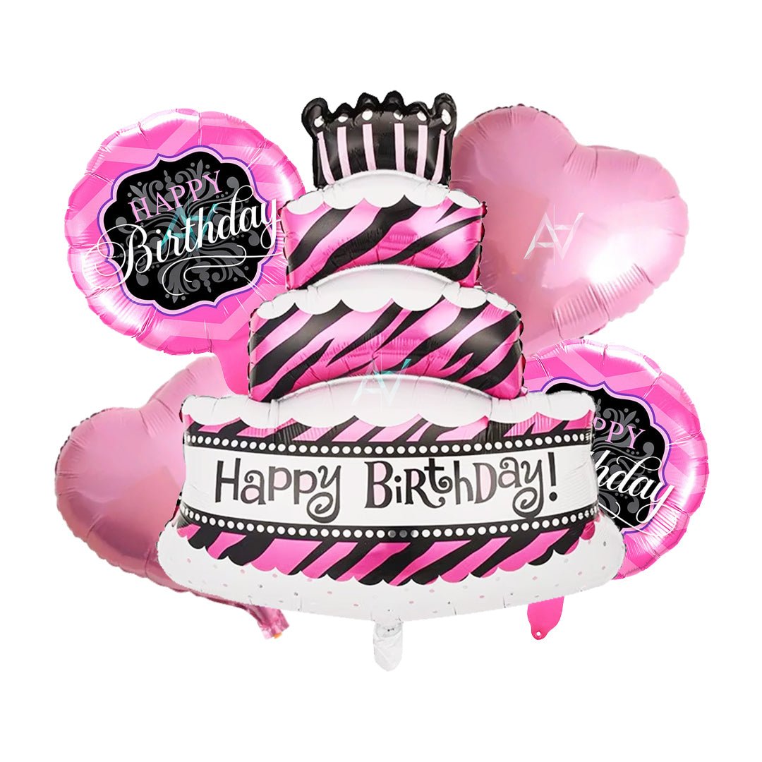 Pack of 10 - Happy birthday Foil Balloons - 5 pcs set - Ali Akbar decoration - aliakbardecoration