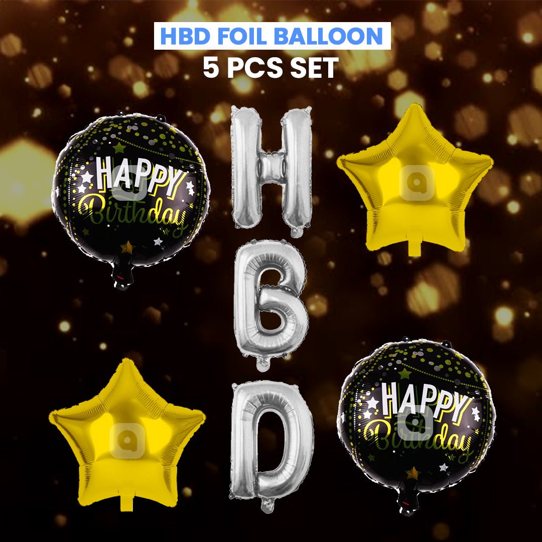 Pack of 10 - HBD Foil Balloons - 7 pcs Set - Ali Akbar decoration - aliakbardecoration