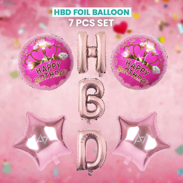 Pack of 10 - HBD Foil Balloons - 7 pcs Set - Ali Akbar decoration - aliakbardecoration