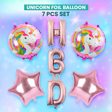 Pack of 10 - HBD Foil Balloons Set - 7 pcs Set - Ali Akbar decoration - aliakbardecoration