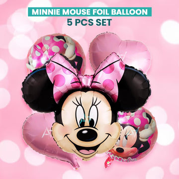 Pack of 10 - Minnie Mouse Foil Balloon - 5 pcs Set - Ali Akbar decoration - aliakbardecoration