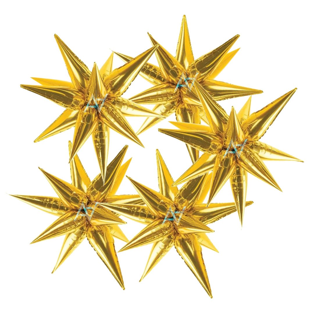 Pack of 10 - Star Burst Foil Balloons - 5 pcs Set - Ali Akbar decoration - aliakbardecoration