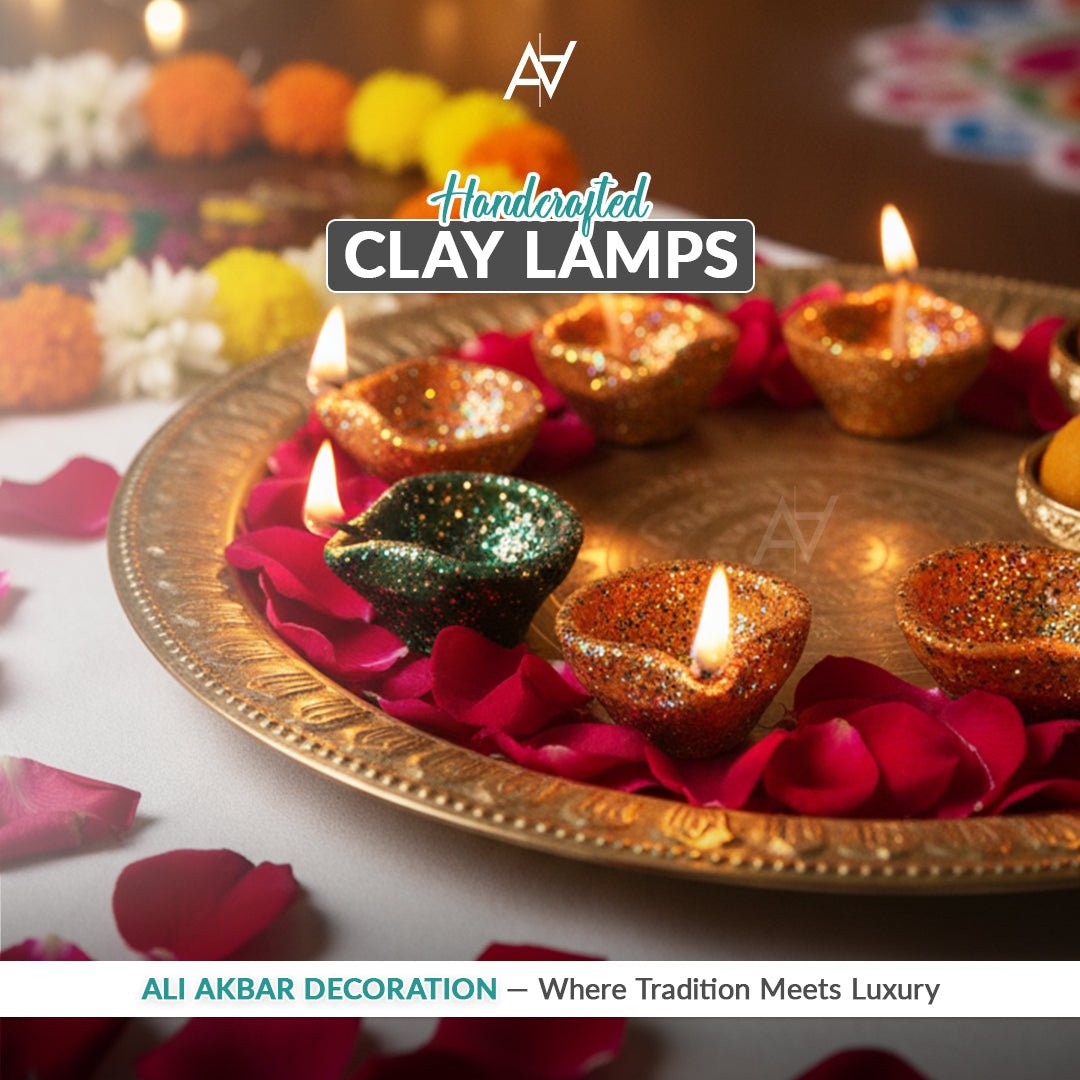 Pack of 6 Clay Lamps – Traditional Diyas for Diwali & Festive Decoration - aliakbardecoration