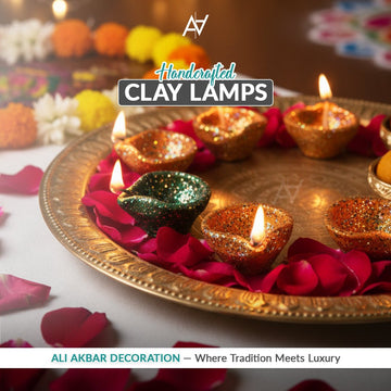Pack of 6 Clay Lamps – Traditional Diyas for Diwali & Festive Decoration - aliakbardecoration