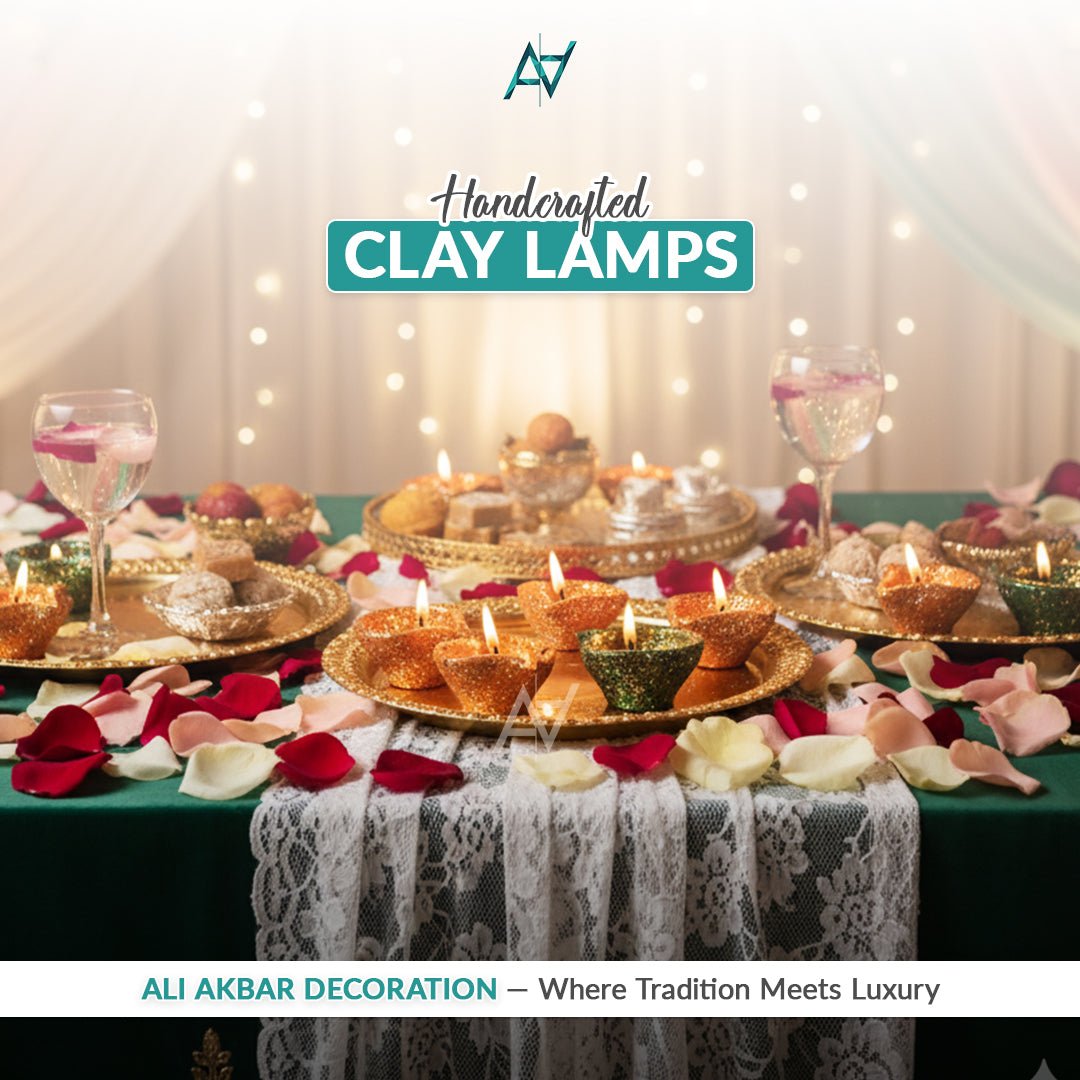 Pack of 6 Clay Lamps – Traditional Diyas for Diwali & Festive Decoration - aliakbardecoration