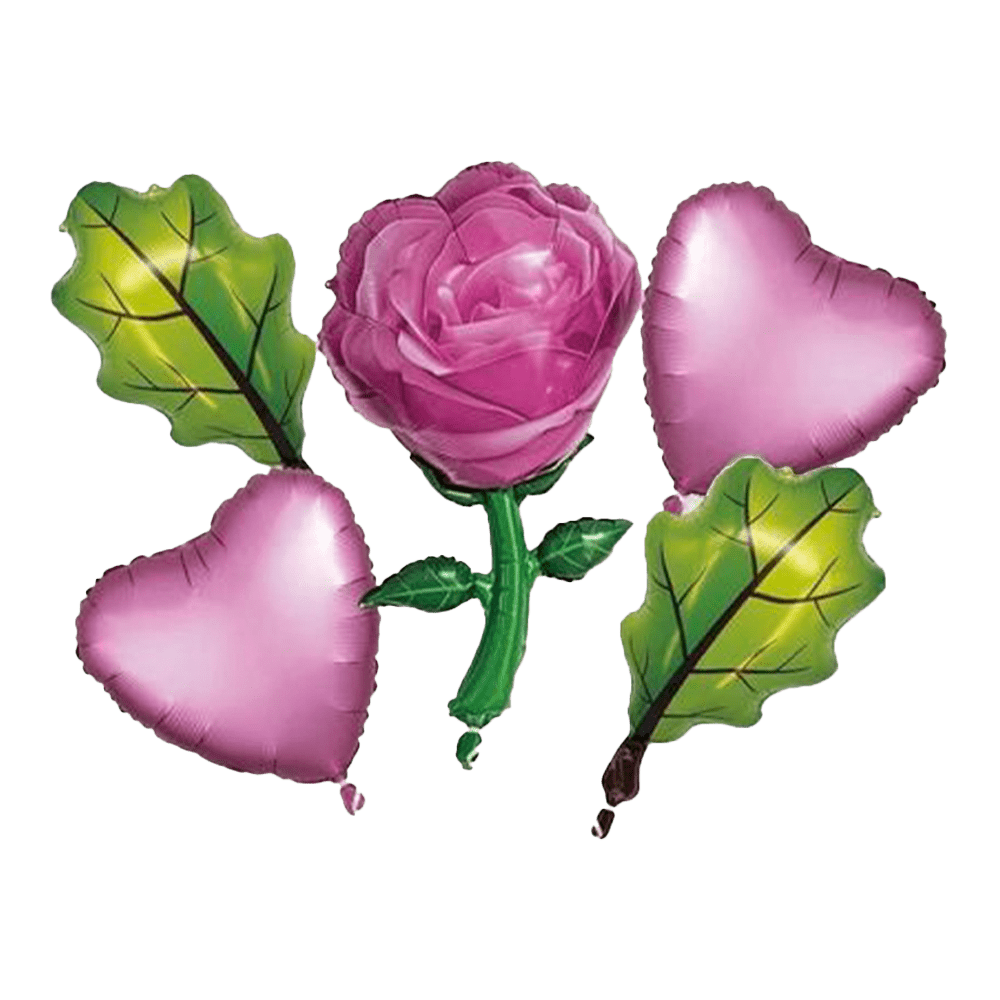 Pink Rose 5 Pcs Foil Balloons Set - aliakbardecoration
